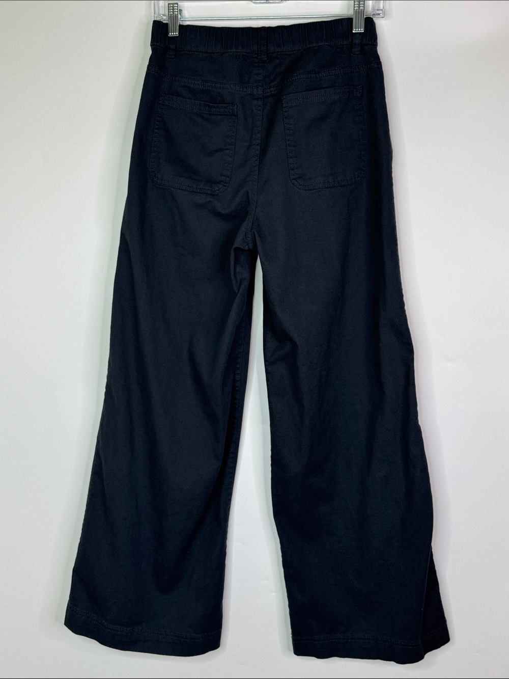 Pact Black Stretch Twill Wide Leg Organic Cotton Pants Size Small - Picture 2 of 8